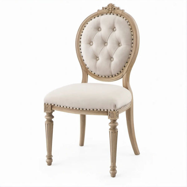 Sedia da pranzo ovale beige e legno naturale chiaro 50 x 55 x 105 cm