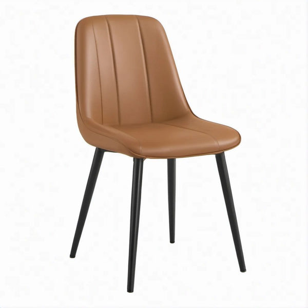 Sedia da pranzo imbottita cognac e nera in pelle sintetica PU, 48 x 57 x 85 cm