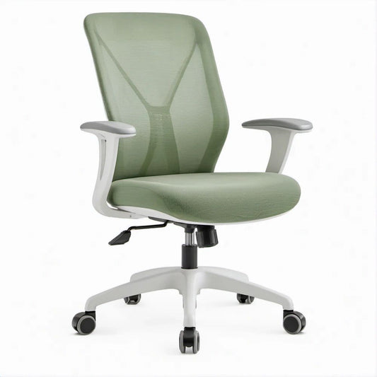 Sedia da ufficio ergonomica girevole verde salvia con braccioli 64 x 64 x 116-126 cm