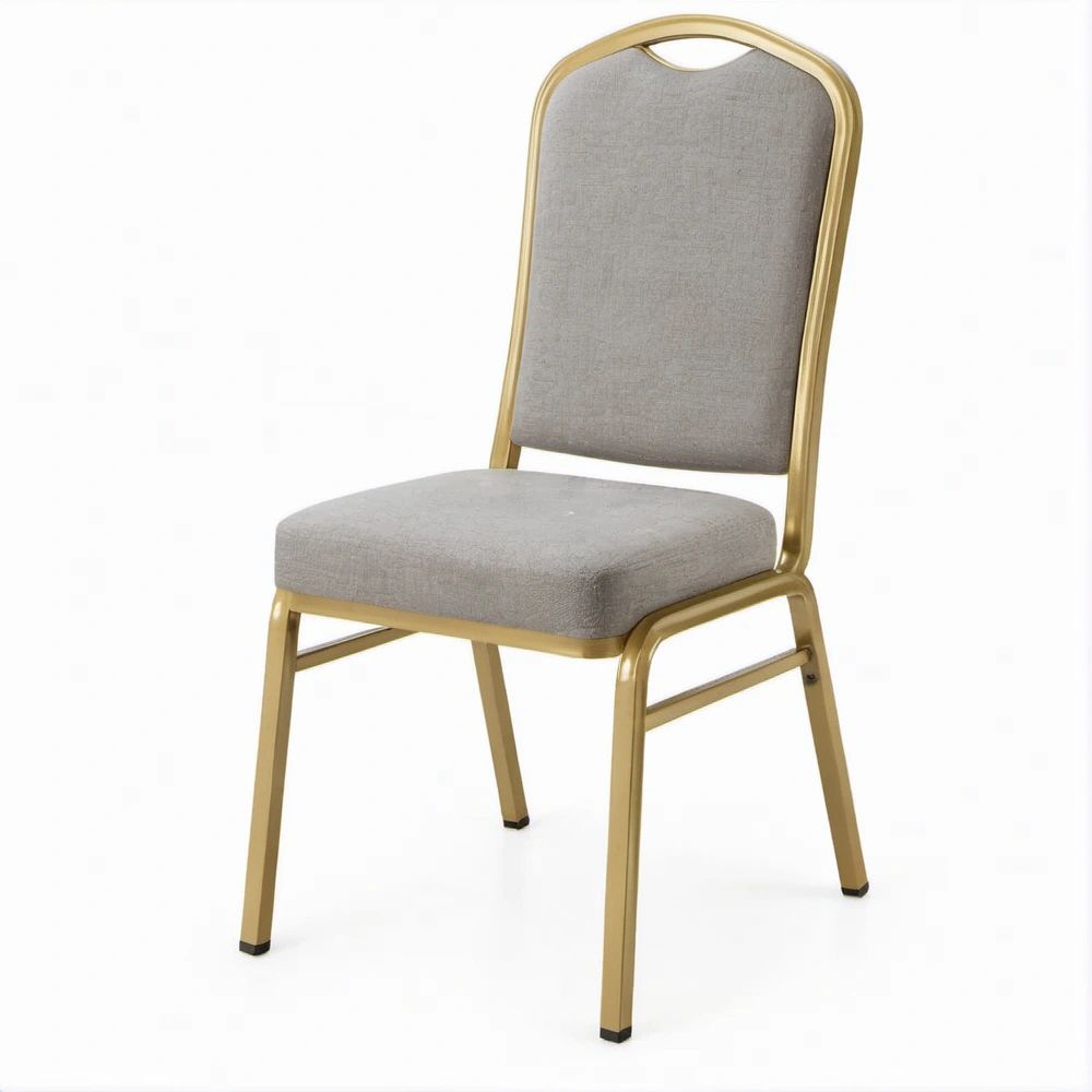 Sedia imbottita grigio chiaro con struttura dorata 44 x 52 x 92 cm