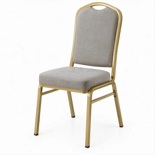Sedia imbottita grigio chiaro con struttura dorata 44 x 52 x 92 cm