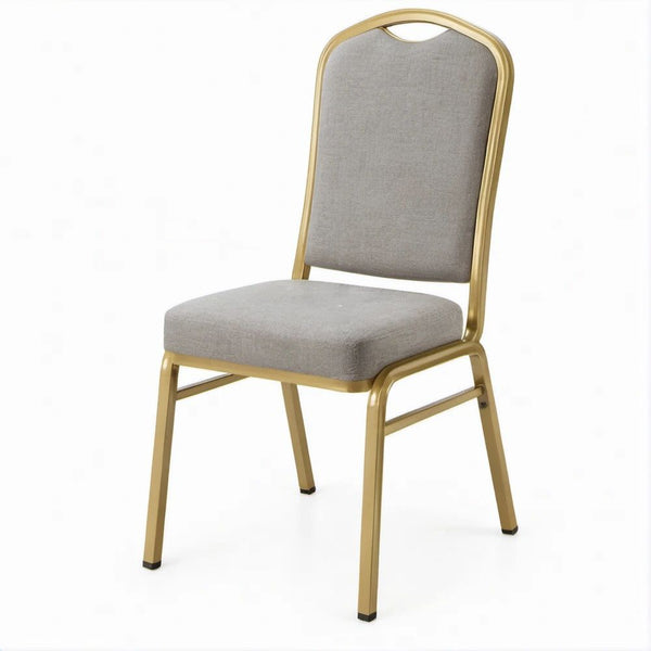 Sedia imbottita grigio chiaro con struttura dorata 44 x 52 x 92 cm