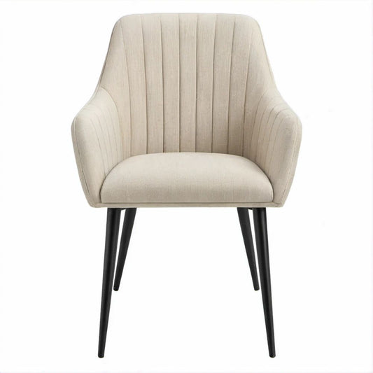 Sedia con braccioli imbottita beige e nera, 57 x 62 x 83 cm