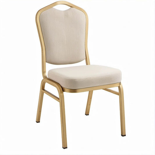 Sedia imbottita beige e oro in acciaio, 44 x 55 x 92 cm