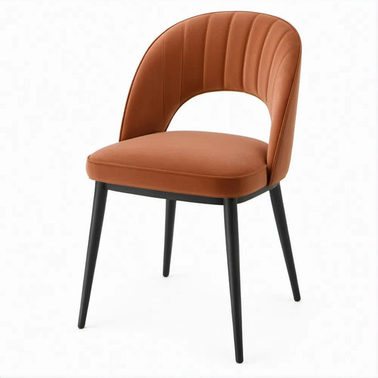 Sedia da pranzo in similpelle Marrone con gambe Nere, 49 x 56 x 80 cm