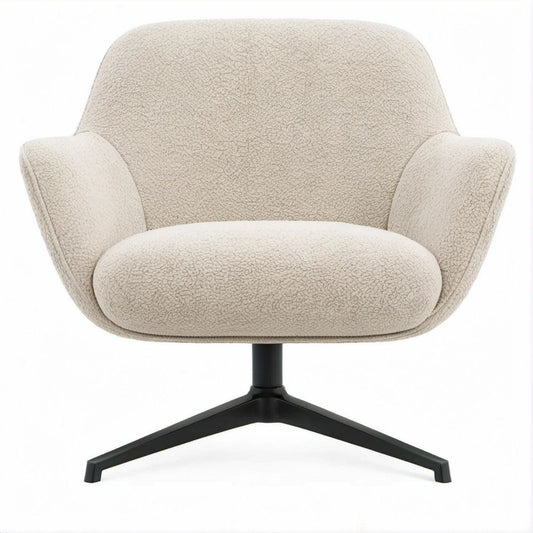 Poltrona lounge girevole in bouclé beige e nero 78 x 78 x 84 cm